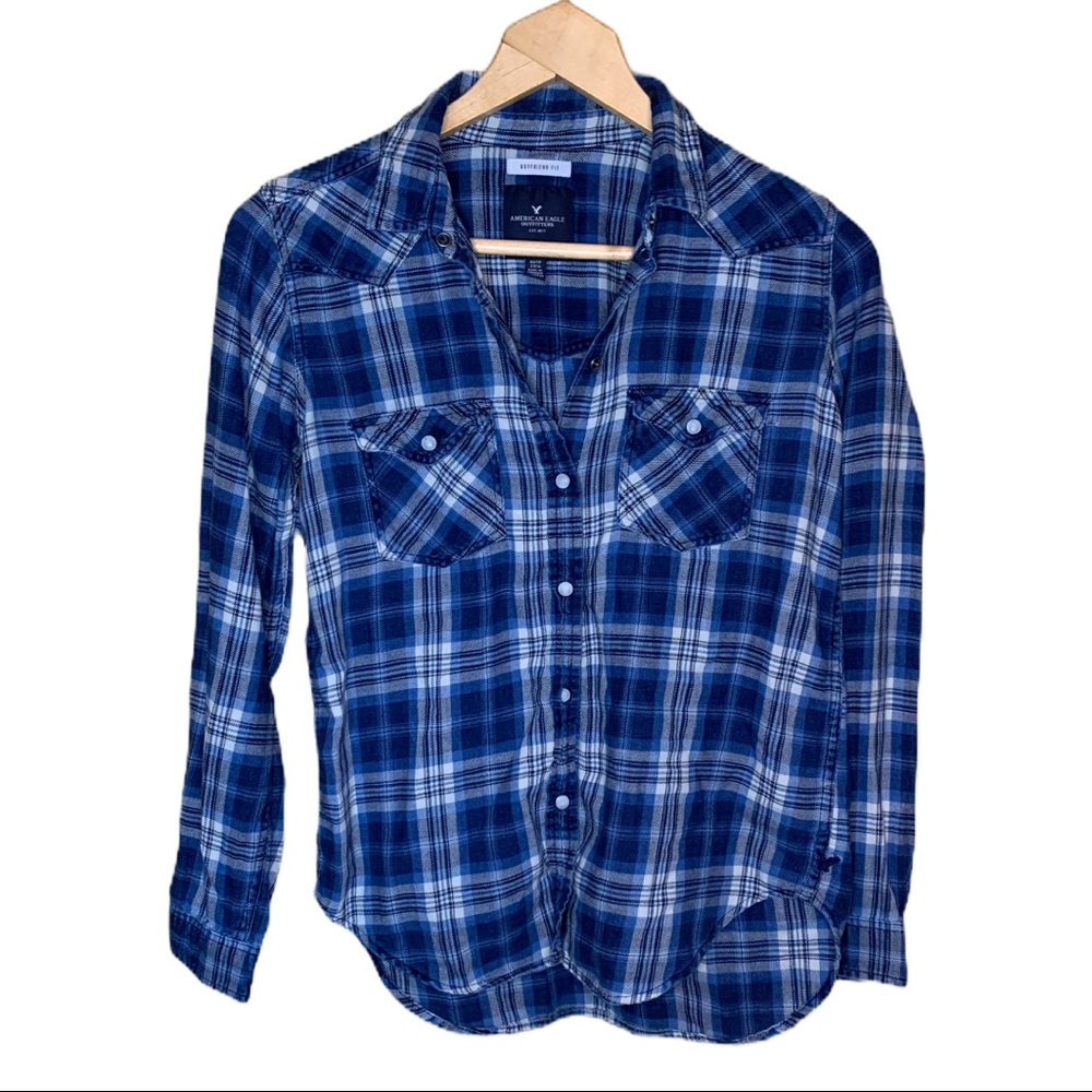 American Eagle Boyfriend Flannel Button Up XS